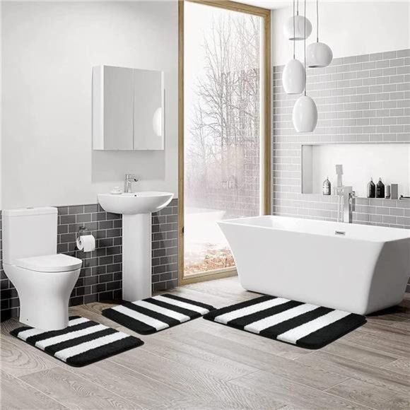 3 Pieces Bathroom Rug, Ultra Soft Non-Slip Bath Mats Sets, Microfiber Absorbent - Picture 6 of 6